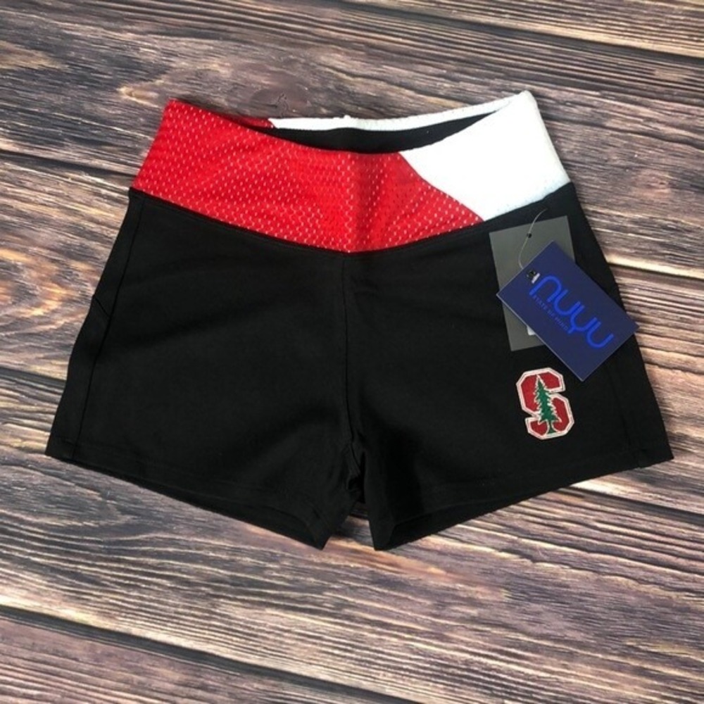 NUYU Stanford Cardinals University Womens NEW Yoga Shorts Navy Blue Large